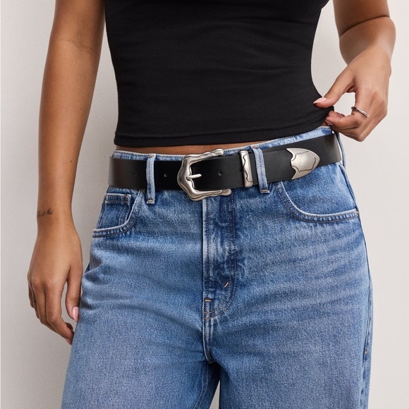 GOOD AMERICAN Western Style Leather Belt - Picture 1 of 4